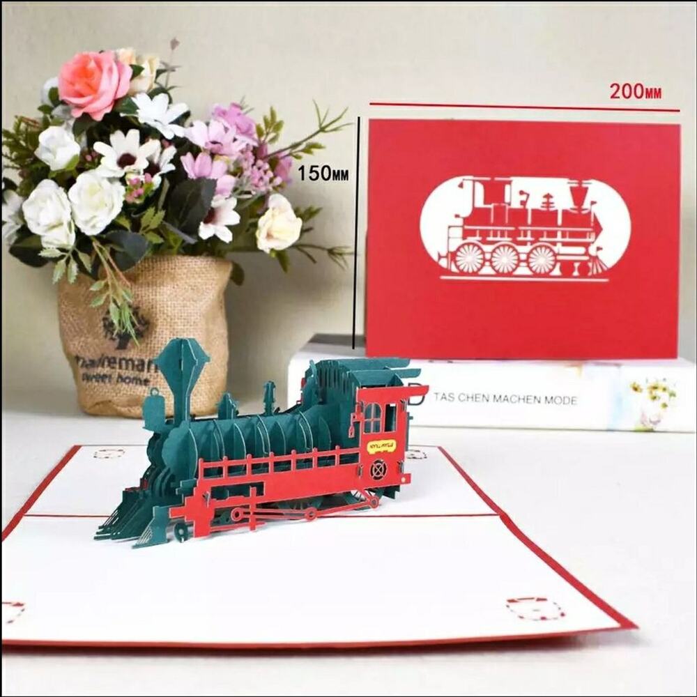 Bundle of 3 Unique 'Train' 3D Pop Up Card/ Birthday